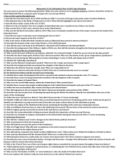 APUSH Homework for War of 1812