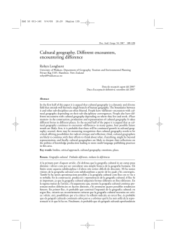 Cultural geography. Different encounters, encountering
