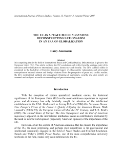 The EU as a Peace Building System: Deconstructing Nationalism in