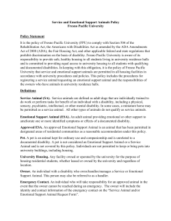 Service and Emotional Support Animals Policy Fresno Pacific