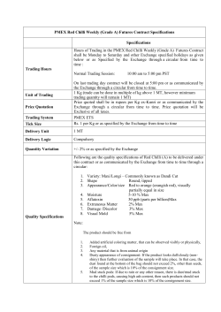 PMEX Red Chilli Weekly (Grade A) Futures Contract Specifications