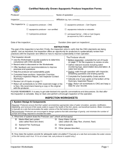 Certified Naturally Grown Aquaponic Produce Inspection Forms