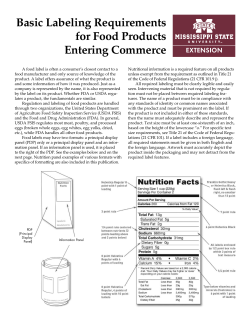 Basic Labeling Requirements for Food Products Entering Commerce