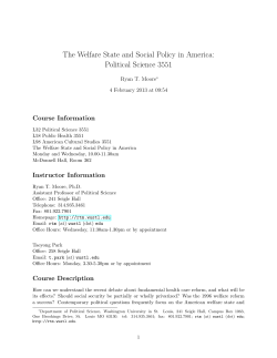 The Welfare State and Social Policy in America: Political Science 3551