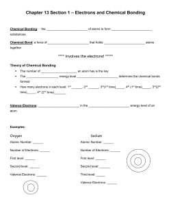 Chapter 13 Section 1 &ndash; Electrons and Chemical Bonding