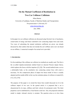On the Mutual Coefficient of Restitution in Two Car Collinear Collisions