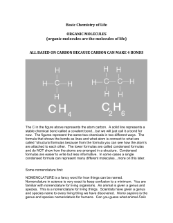 Basic Chemistry of Life ORGANIC MOLECULES (organic molecules