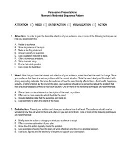 Persuasive Presentations Monroe`s Motivated Sequence Pattern