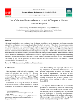 Use of aluminosilicate sorbents to control KCl vapors in biomass
