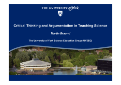 Critical Thinking and Argumentation in Teaching Science