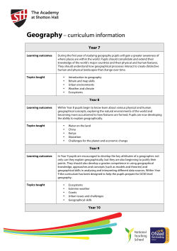 Geography&ndash; curriculum information