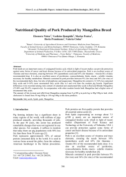 Nutritional Quality of Pork Produced by Mangalitsa Breed