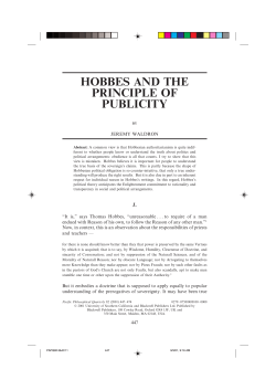 Hobbes and the Principle of Publicity