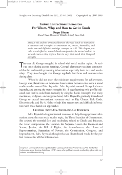 Tactual Instructional Resources: For Whom, Why, and How to Get in