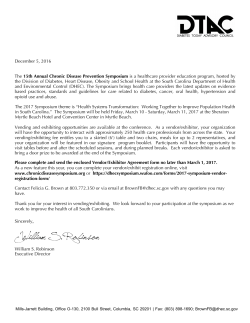 Dear Friend - Chronic Disease Prevention Symposium