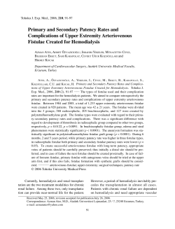 Primary and Secondary Patency Rates and