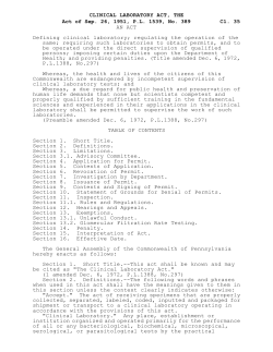 CLINICAL LABORATORY ACT, THE Cl. 35 Act of Sep. 26, 1951, P.L.