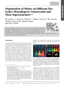 Organization of Matter on Different Size Scales: Monodisperse