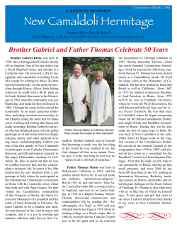 Summer Newsletter - New Camaldoli Hermitage