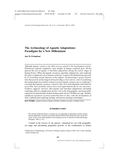 The Archaeology of Aquatic Adaptations: Paradigms for a New