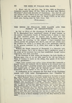 THE HEIRS OF WILLIAM FITZ RALPH AND THE FAMILY OF