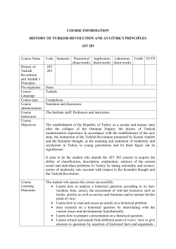 COURSE INFORMATION HISTORY OF TURKISH REVOLUTION