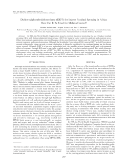 (DDT) for Indoor Residual Spraying in Africa