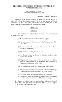 the rules of business of the government of pondicherry, 1963