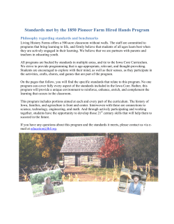 Standards met by the 1850 Pioneer Farm Hired Hands Program