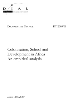 Colonisation, School and Development in Africa An empirical