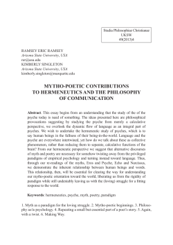 Mytho-Poetic Contributions to Hermeneutics and the