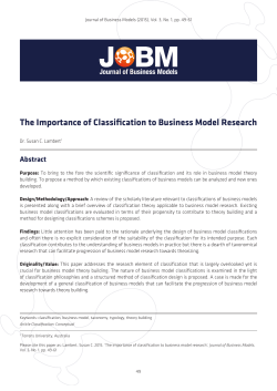 The Importance of Classification to Business Model Research