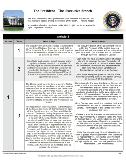 The President - The Executive Branch