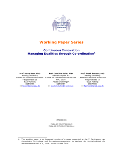 Working Paper Series - Continuous Innovation Network