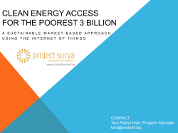 CLEAN ENERGY ACCESS FOR THE POOREST 3 BILLION