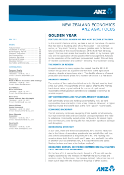 NEW ZEALAND ECONOMICS ANZ AGRI FOCUS