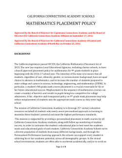 Mathematics Placement Policy
