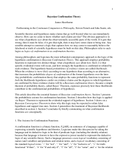 1 Bayesian Confirmation Theory James Hawthorne Forthcoming in