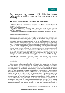 The Challenge to Develop CFC ( Chlorofluorocarbon ) Replacements