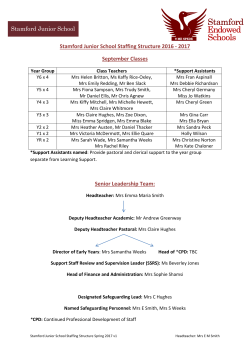 Stamford Junior School Staffing Structure 2016
