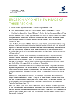 Ericsson appoints new heads of three regions