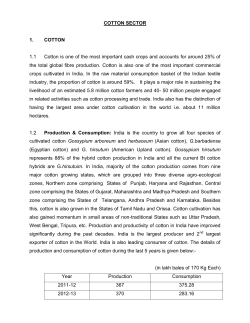 COTTON SECTOR 1. COTTON 1.1 Cotton is one of the most