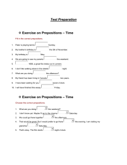 Test Preparation Exercise on Prepositions &ndash; Time Exercise on