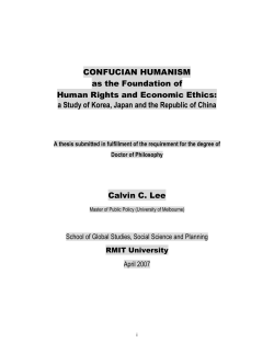 CONFUCIAN HUMANISM as the Foundation of Human Rights and