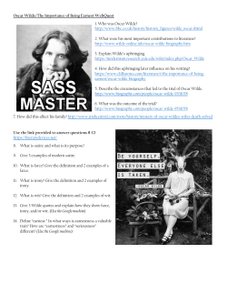 Oscar Wilde/The Importance of Being Earnest WebQuest 1. Who