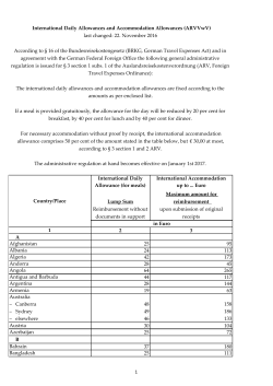 International Daily Allowances and Accommodation Allowances