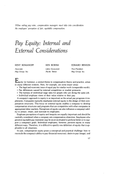Pay Equity: Internal and External Considerations