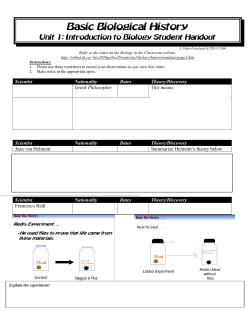 Unit 1: Introduction to Biology Student Handout