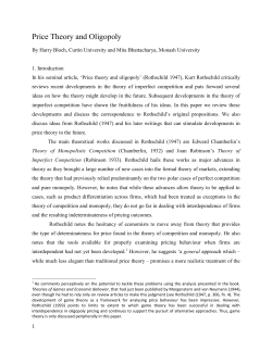 Price Theory and Oligopoly - History of Economic Thought Society of