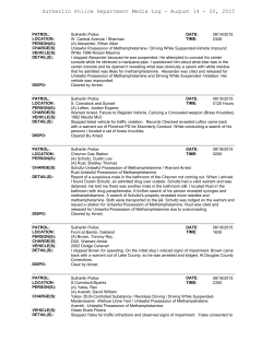 Sutherlin Police Department Media Log - August 14